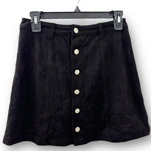 Women’s Faux Suede High Waisted Button Mini Skirt Black Boutique Small